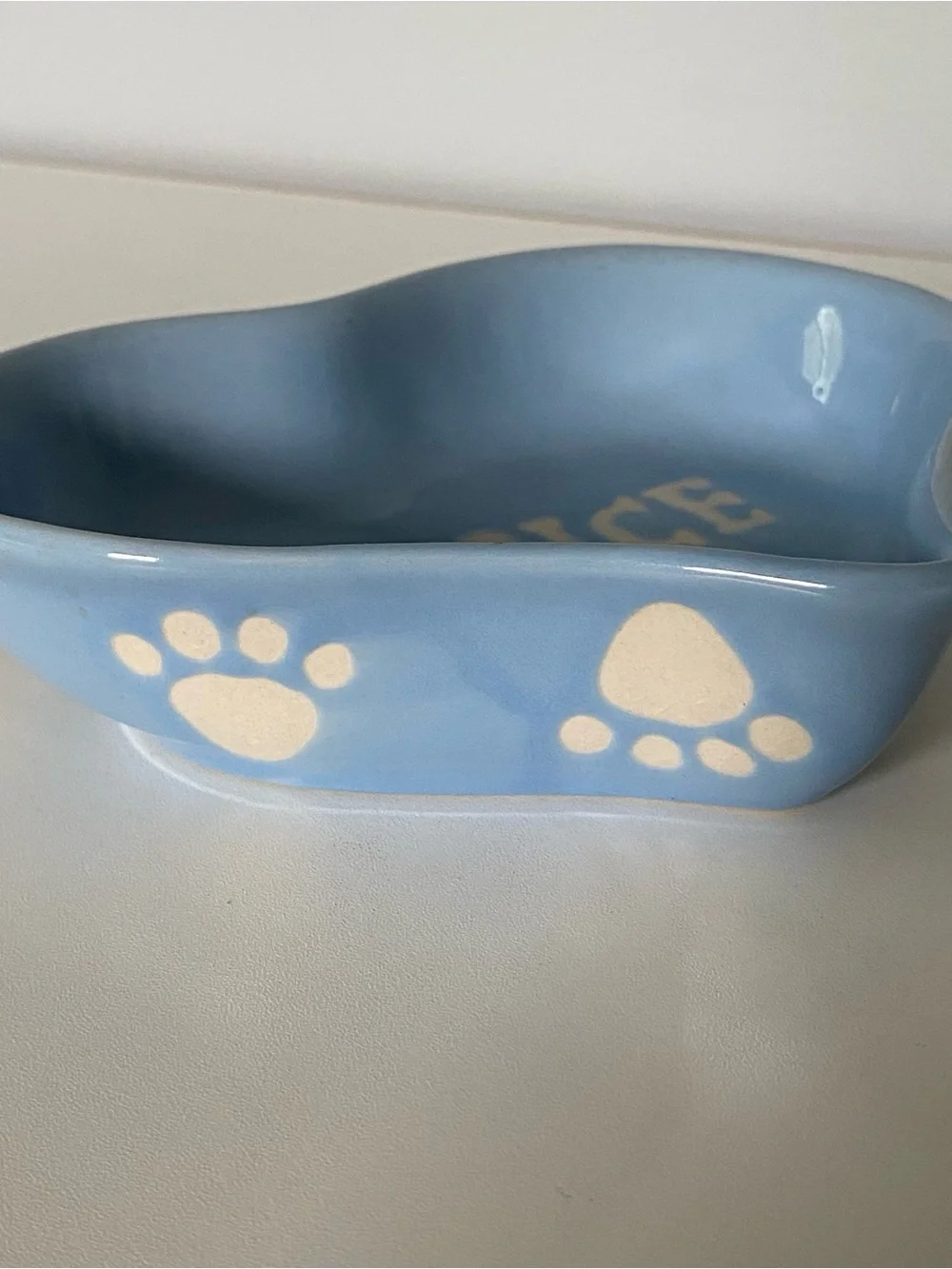 Prince Pet Dish Blue 6” Cat Small Dog Ceramic Food Bowl Ceramic Embossed EUC